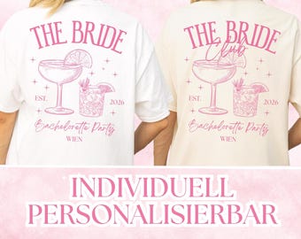JGA Shirt Pink Cocktail – Personalisiertes Bride Club T-Shirt | Team Braut Junggesellinnenabschied Sommer Outfit