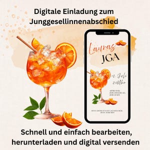 Einladung JGA Spritz digital Team Braut Einladung Vorlage Handy Junggesellinnenabschied Frauen JGA Hochzeit Party JGA planen Mädelsabend