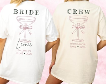 JGA Shirt Sommer – Personalisiertes Bride & Crew T-Shirt mit Cocktail Glas Design | Team Braut Junggesellinnenabschied