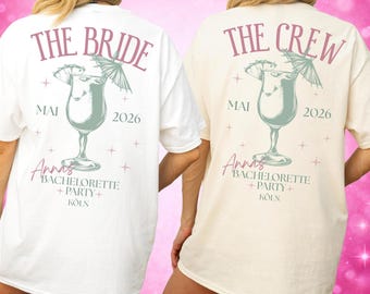 JGA Shirt personalisiert – Team Braut Cocktail T-Shirt Junggesellinnenabschied