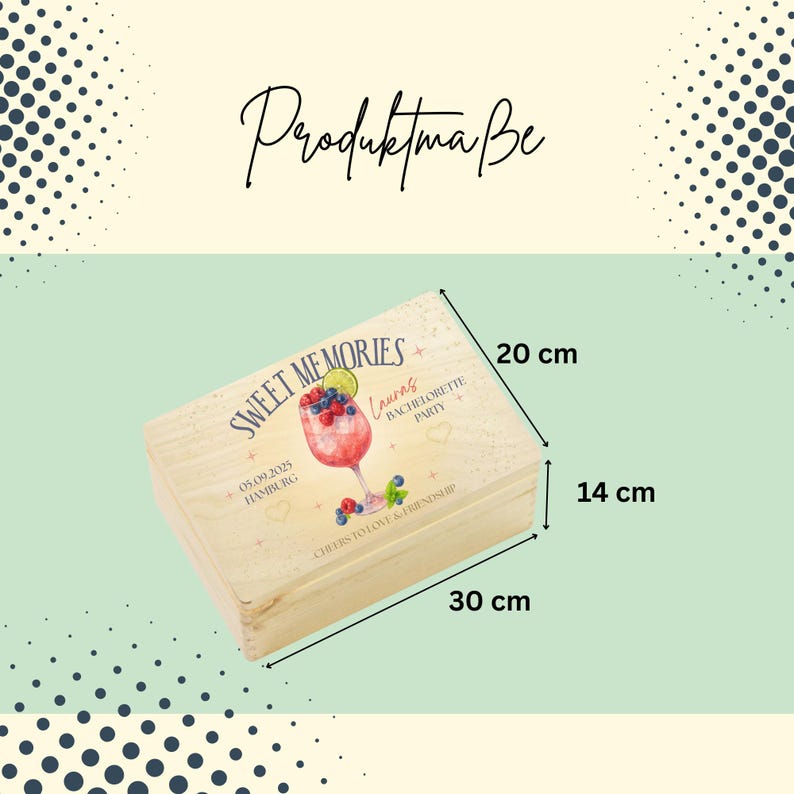 Braut Geschenk JGA – Personalisierte Holzkiste mit Deckel – Erinnerungskiste / Erinnerungsbox für Junggesellinnenabschied, JGA Geschenkidee image 5