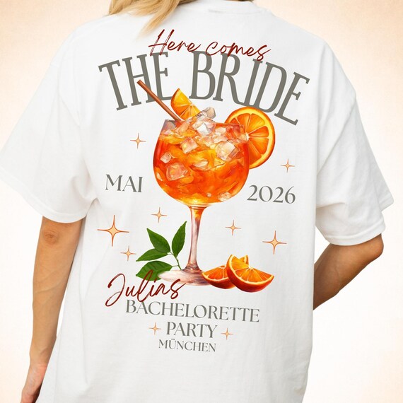 Personalisiertes JGA T-Shirt Spritz – Team Braut Shirt Junggesellinnenabschied Outfit Bachelorette Party
