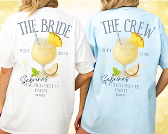 JGA Shirt Sommer – Personalisiertes Team Braut T-Shirt im Cocktail Pina Colada Style