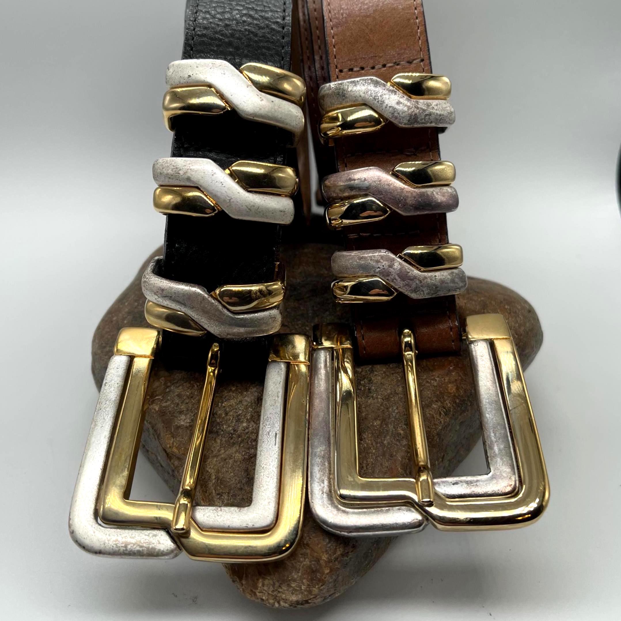 Vintage Streets Ahead boho tan suede double ring cut out belt Streets Ahead Belt - Etsy main image 2
