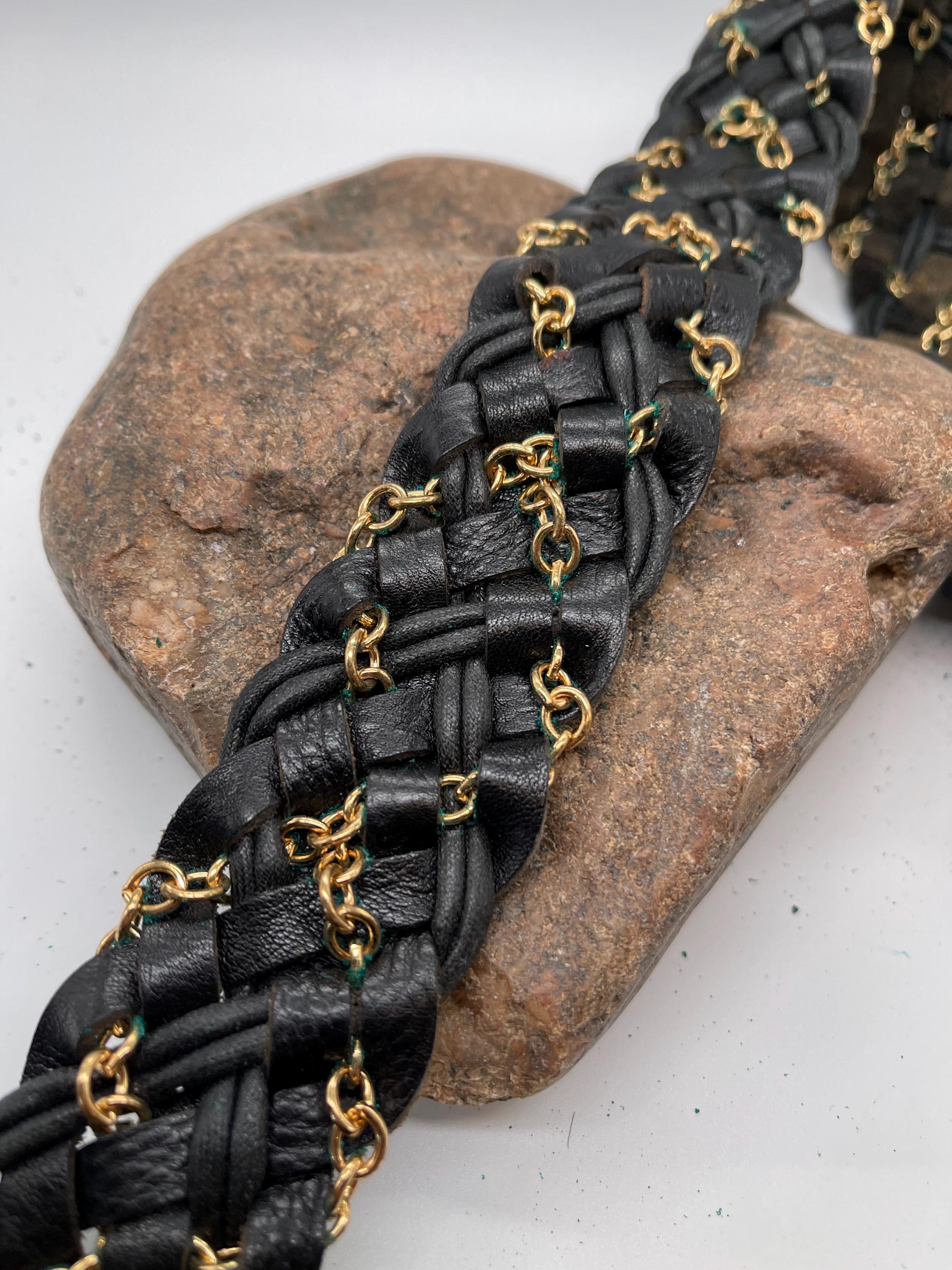Vintage Statement Chain Belt Braided Rose Copper Silver Gold 28\