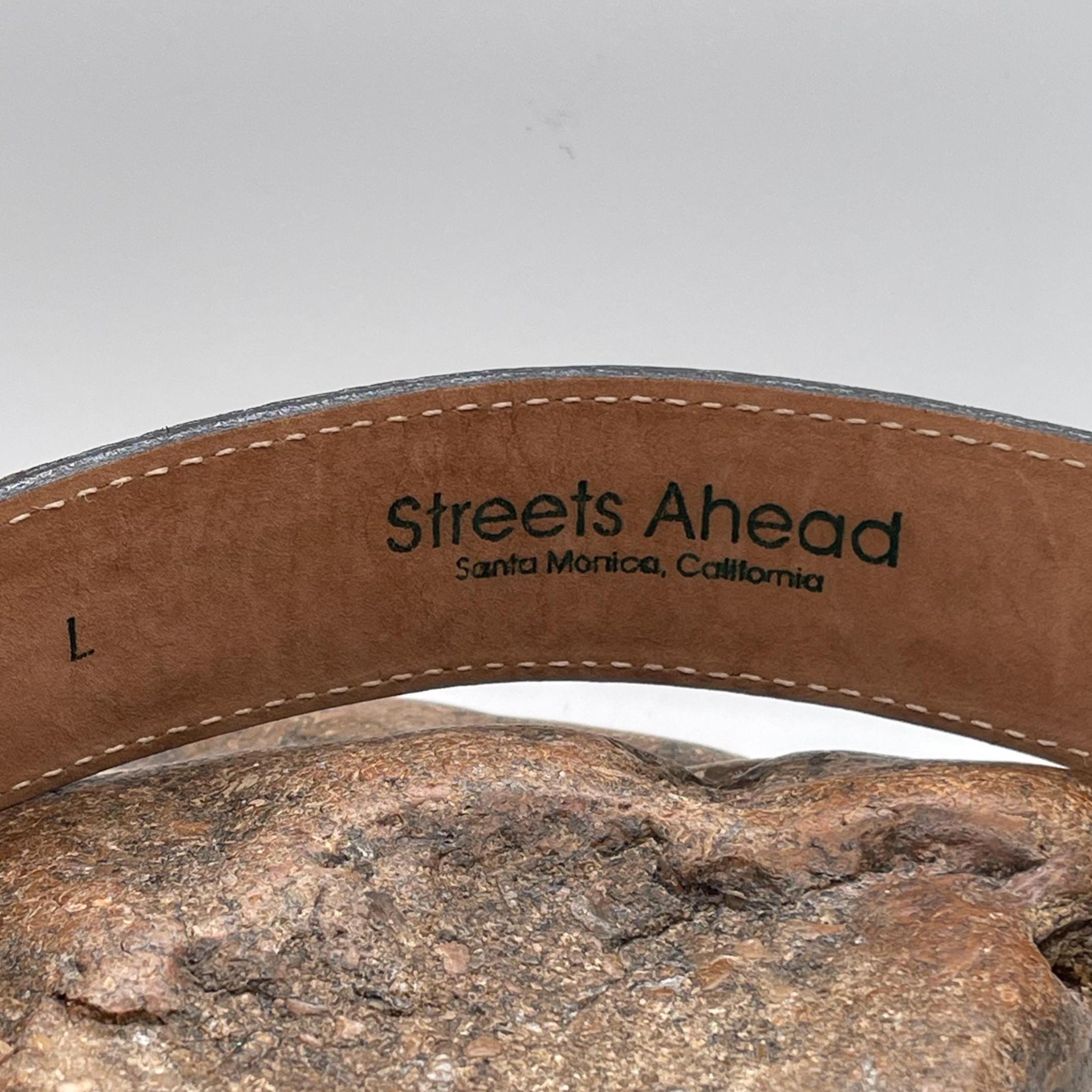 Vintage Streets Ahead Croc Leather Belt With Engraved Silver 