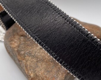 Vintage Streets Ahead Black Croc Leather Belt With Silver  display picture 2