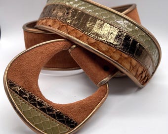 Vintage 70s Brown Suede Belt Western Hippie D-ring Buckle - Etsy display picture 1