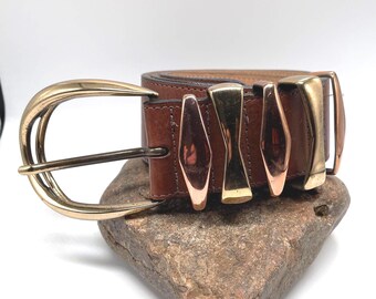 Streets Ahead Label Brown Leather Belt With Metal Detail  display picture 1