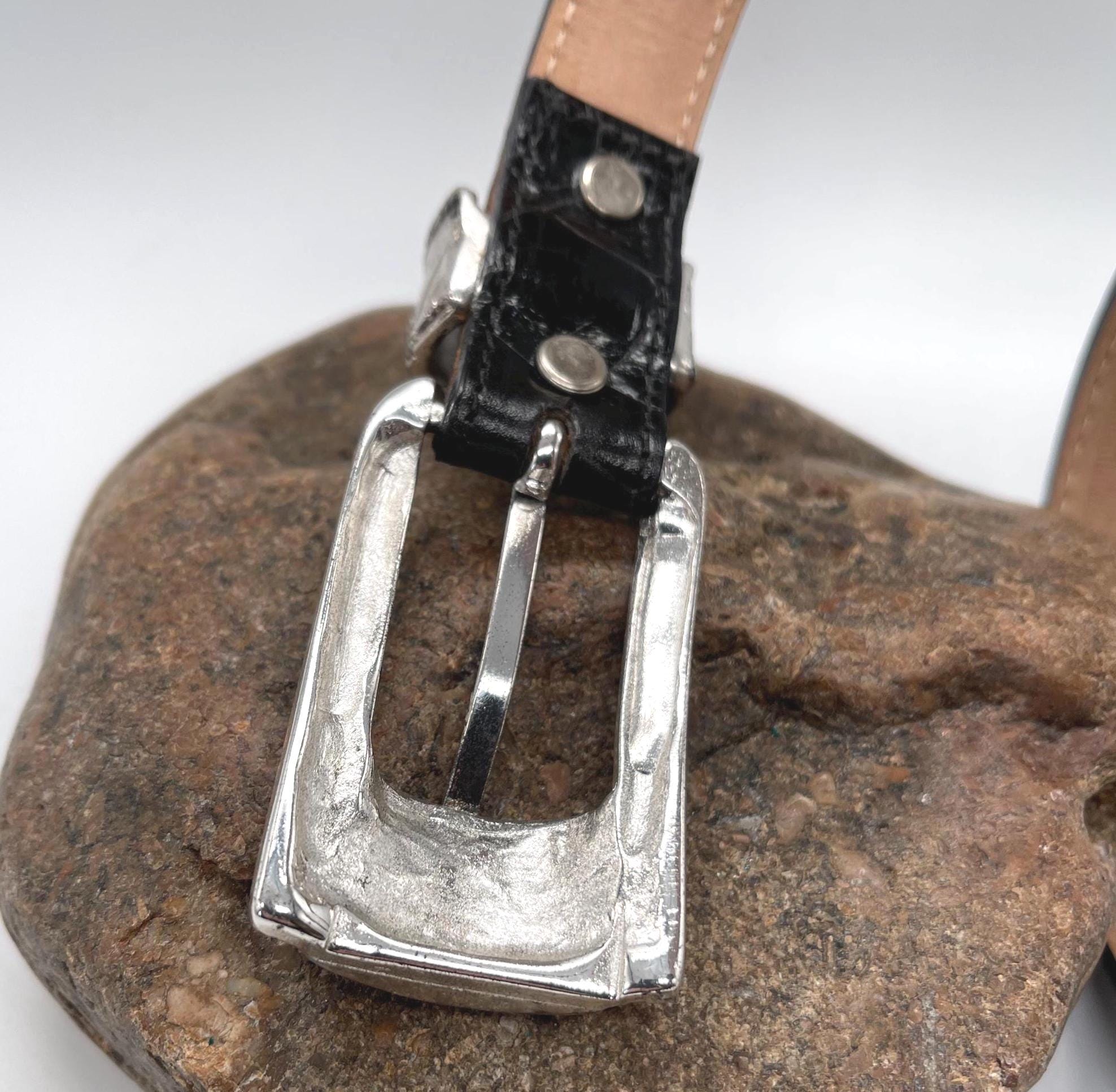 Vintage Streets Ahead Croc Leather Antiqued Silver Buckle  display picture 2