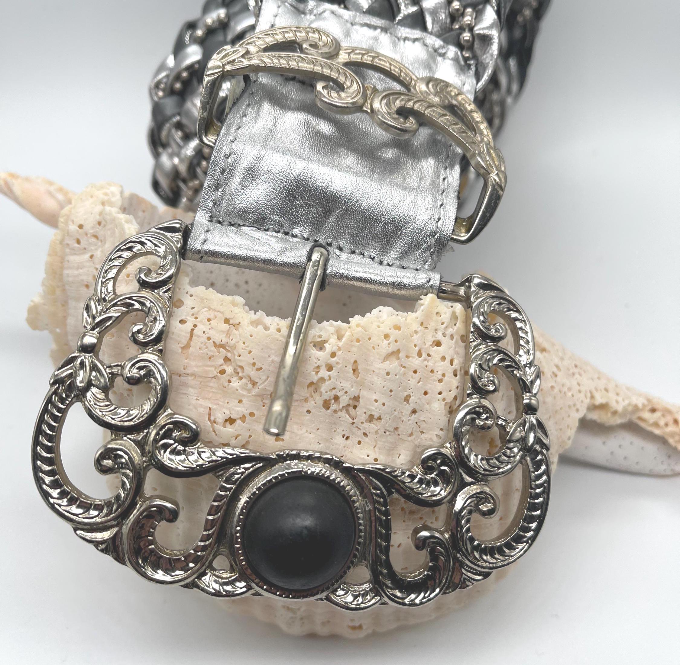 Vintage Streets Ahead Braided Black Leather & Silver Chain 