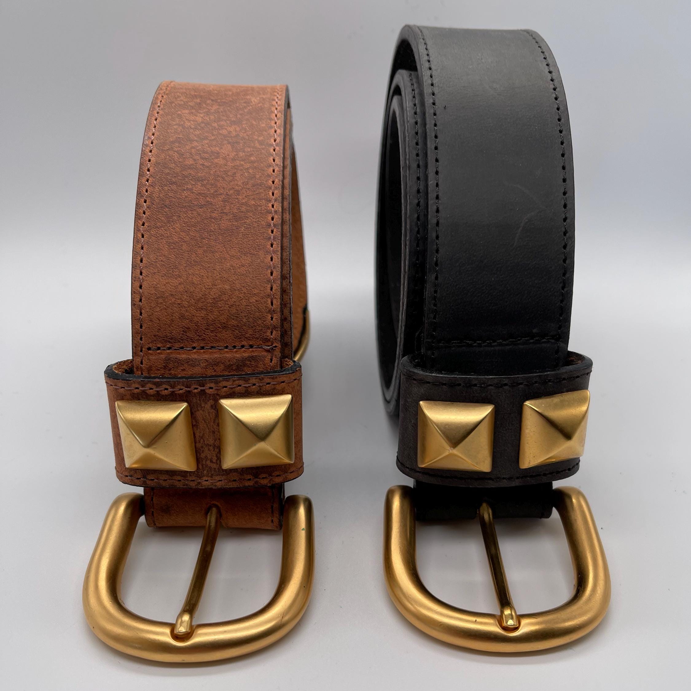 Vintage Streets Ahead Leather Belt: Brown & Black With Matte  display picture 1