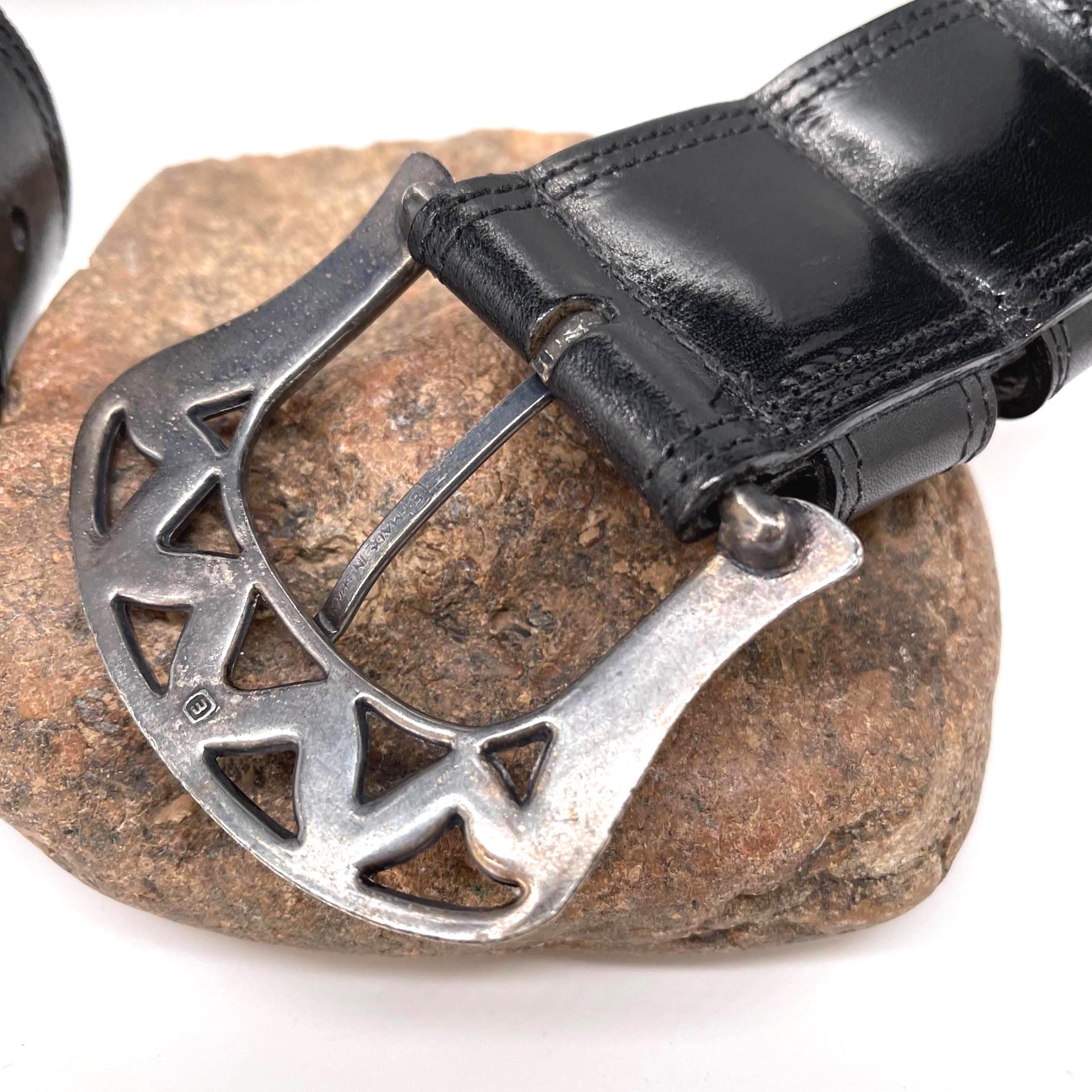 Vintage Streets Ahead Black Leather Belt With Antiqued  display picture 1