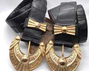 Vintage Streets Ahead Black Leather Belt With Antiqued  display picture 1