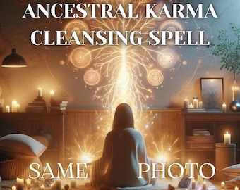 Lectura de hechizos de limpieza kármica ancestral. Lanzamiento de limpieza kármica. Hechizo mágico de purificación de energía para chakras. Hechizo de karma ancestral.