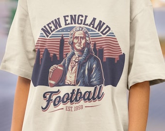 New England Football Fan T-Shirt, Komfort Farben Retro NFL Team Grafik T-Shirt, Spieltag Shirt, Unisex Fussball Fan Bekleidung