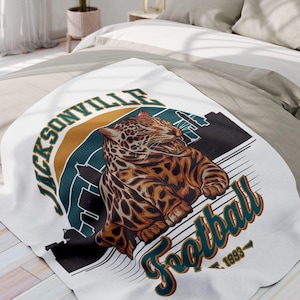 Jacksonville Football Fleece Blanket, Jacksonville Jaguars inspired Throw, Game day necessities, Football season blanket, NFL Fan Gift