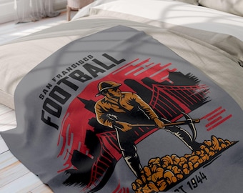 San Francisco voetbalfleecedeken, San Francisco 49ers geïnspireerde worp, benodigdheden voor wedstrijddag, voetbalseizoendeken, NFL-fancadeau