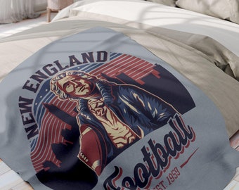 Fleecefilt för New England Football, filt inspirerad av New England Patriots, nödvändigheter för matchdagen, filt för fotbollssäsongen, present till NFL-fan