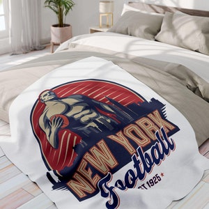 NY Football Fleece Blanket, New York Giants inspired Throw, Game day necessities, Football season blanket, NFL Fan Gift