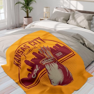 Kansas City Football Fleece Blanket, Kansas City Chiefs inspired Throw, Game day necessities, Football season blanket, NFL Fan Gift