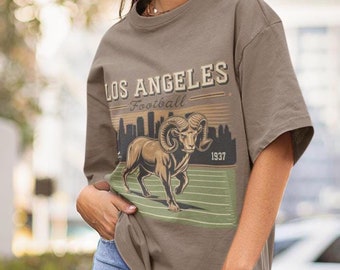 Los Angeles Football T-Shirt, Komfort Farben Retro NFL Team Grafik T-Shirt, Spieltag Shirt, Unisex Fussball Fan Bekleidung