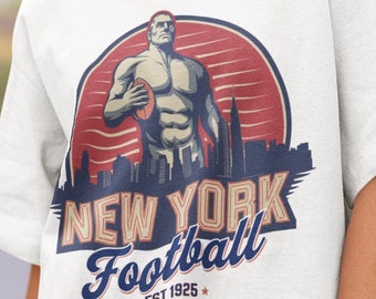 New York Football T-Shirt, Komfortfarben Retro NFL Team Grafik-T-Shirt, Spieltag Shirt, Unisex Fußballfan-Bekleidung