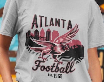 Atlanta Football Unisex-T-Shirt, Komfortfarben Retro NFL Team-Grafik-T-Shirt, Spieltag-Shirt, Fußballfan-Bekleidung