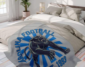 Carolina Football Fleece Blanket, Carolina Panthers inspired Throw, Game day necessities, Football season blanket, NFL Fan Gift
