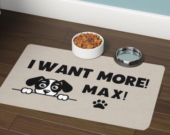 Personalized Dog Bowl Mat with Name Custom Pet Feeding Mat New Puppy Gift, Pet Lover Birthday Present