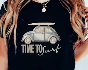 Retro beach shirt time to surf t shirt summer aesthetic surf tee ocean vibes graphic shirt unisex vacation gift idea surfer style shirt