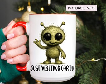 Alien Mug Cup, Funny UFO Gift, Sci-Fi Coffee Mug, Space Lover Present