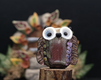 Zoey......lampwork copper mesh owl bead    sra,   DeniseAnnette