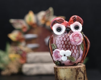 Maeva........lampwork copper mesh owl bead    sra,   DeniseAnnette