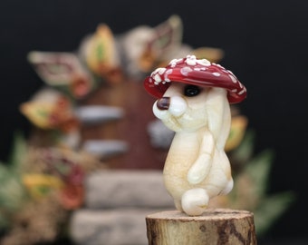 Molly......lampwork bunny toadstool bead    sra,   DeniseAnnette