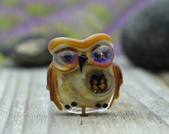 BonBon......lampwork owl bead    sra,   DeniseAnnette