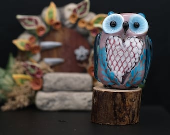 Edith....lampwork copper mesh owl bead    sra,   DeniseAnnette