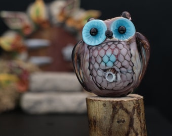 Marvelin....lampwork copper mesh owl bead    sra,   DeniseAnnette