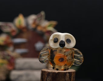 Fern.....lampwork owl bead    sra,   DeniseAnnette