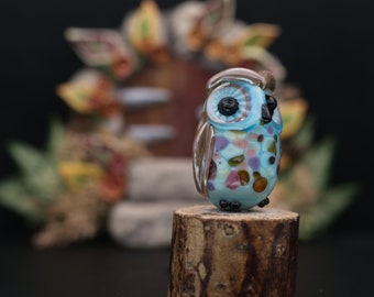 Henri.....lampwork owl bead    sra,   DeniseAnnette