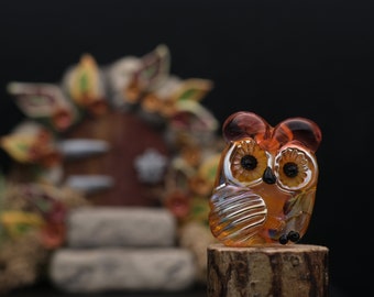 Heather.....lampwork owl bead    sra,   DeniseAnnette