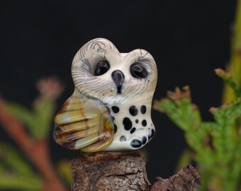 Otto.....lampwork owl bead    sra,   DeniseAnnette