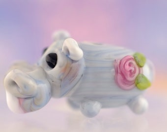 Halley.... lampwork hippo bead............ sra