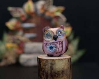 Cora....lampwork copper mesh owl bead    sra,   DeniseAnnette