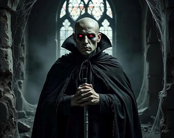 Vampire Portrait Art Print, Gothic Horror Home Decor