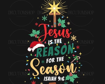 Jezus de reden voor het seizoen png, geloofskerstboom png, vrolijk en helder png, kerstsublimatie, trendy kerstchristelijk png