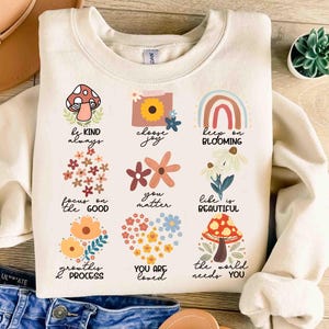 Positive Doodle Floral Png, Flowers Png, Affirmations Png, Inspirational Png, Mental Health Png, Boho Png, Rainbow Png, Sublimation Design