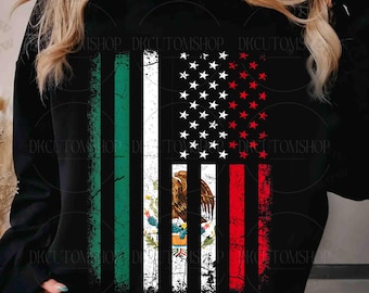 Bandera de México y Estados Unidos (PNG), estadounidense con raíces mexicanas (PNG), orgullo latino mexicano, Día de la Independencia, latino (PNG), diseño de camiseta de México