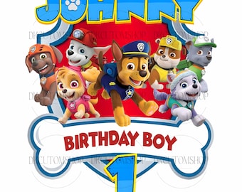 Personalized Birthday PNG, Custom Cartoon Birthday Png, Family Dog Png, Dog Mommy Png, Dog Dad Brother, Gift For Kids