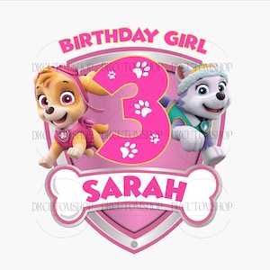 Personalized Birthday Girl PNG, Custom Cartoon Birthday Png, Family Dog Png, Dog Mommy Png, Gift For Kids, Custom Shirt For kid